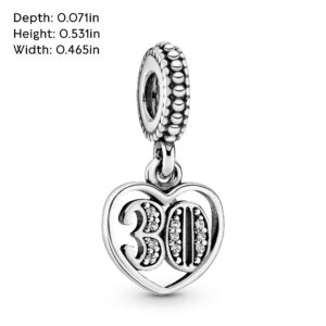 Pandora 30th Celebration Dangle Charm Bracelet Charm Moments Bracelets - Stunning Women's Jewelry - Gift for Women in Your Life - Made with Sterling Silver & Cubic Zirconia