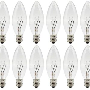 Creative Hobbies® Replacement Light Bulbs for Electric Candle Lamps, Window Candles, & Chandeliers - 7 Watt Candelabra (E12), Clear, Steady Burning, 120v 7w Bulb - Pack of 12