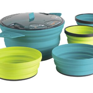 Sea to Summit X-Pot 5-Piece Cookware Set for Backpacking and Camping, Pacific Blue/Lime