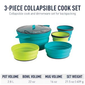 Sea to Summit X-Pot 5-Piece Cookware Set for Backpacking and Camping, Pacific Blue/Lime