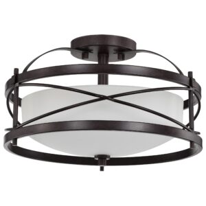 Nuvo Lighting Two Light Semi Flush Mount, 14"W x 8.25"H, Bronze/Dark