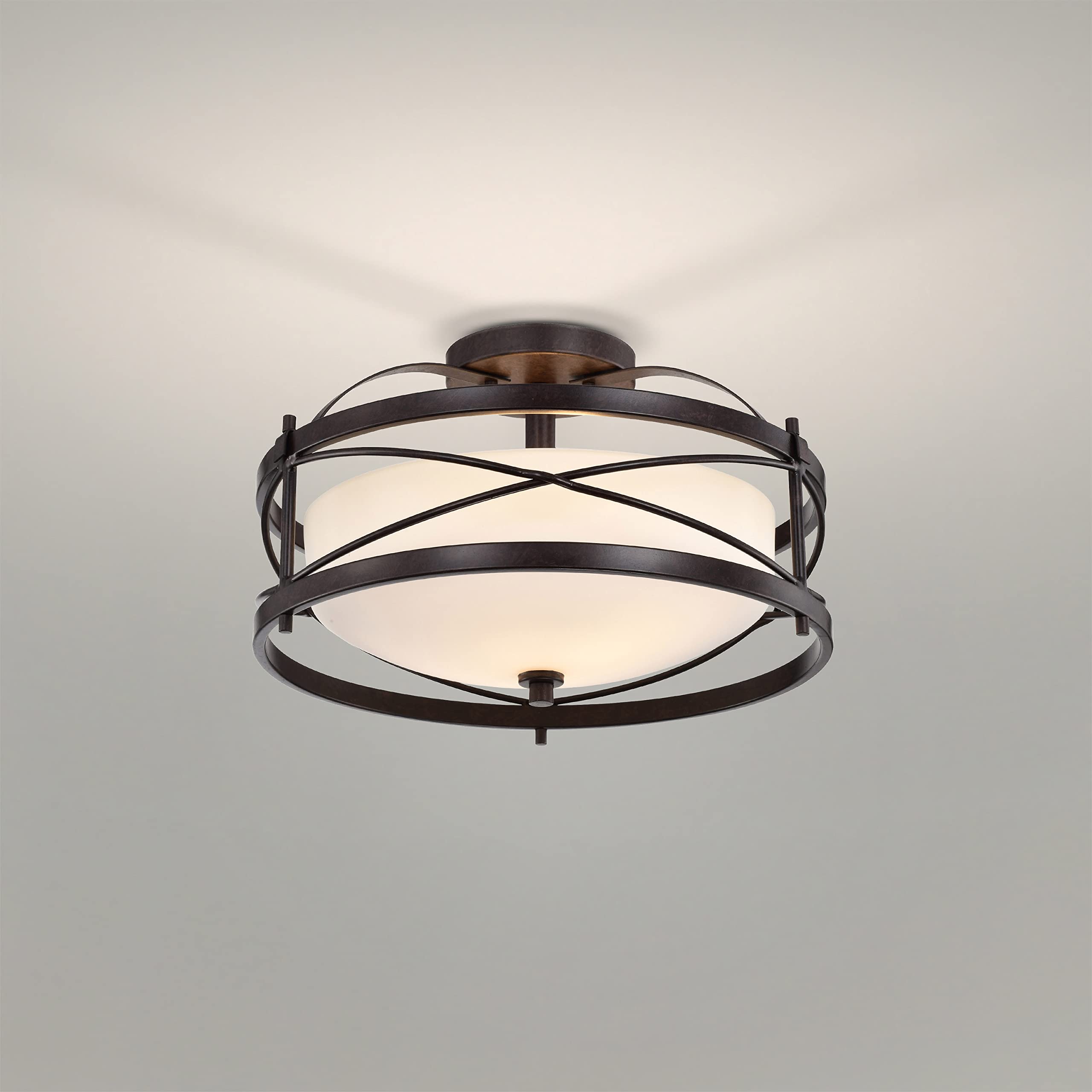 Nuvo Lighting Two Light Semi Flush Mount, 14"W x 8.25"H, Bronze/Dark