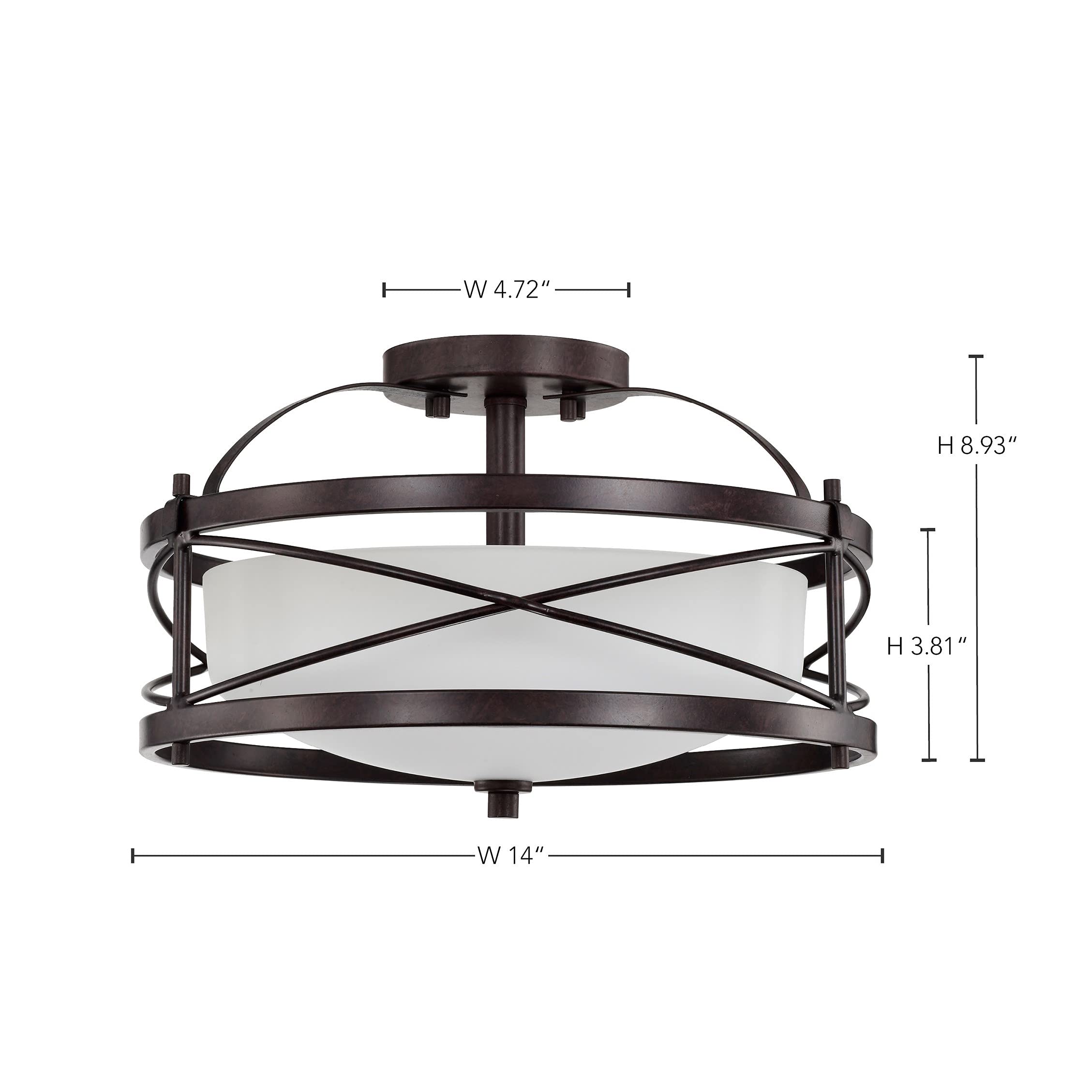 Nuvo Lighting Two Light Semi Flush Mount, 14"W x 8.25"H, Bronze/Dark