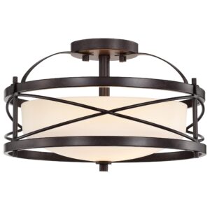 Nuvo Lighting Two Light Semi Flush Mount, 14"W x 8.25"H, Bronze/Dark