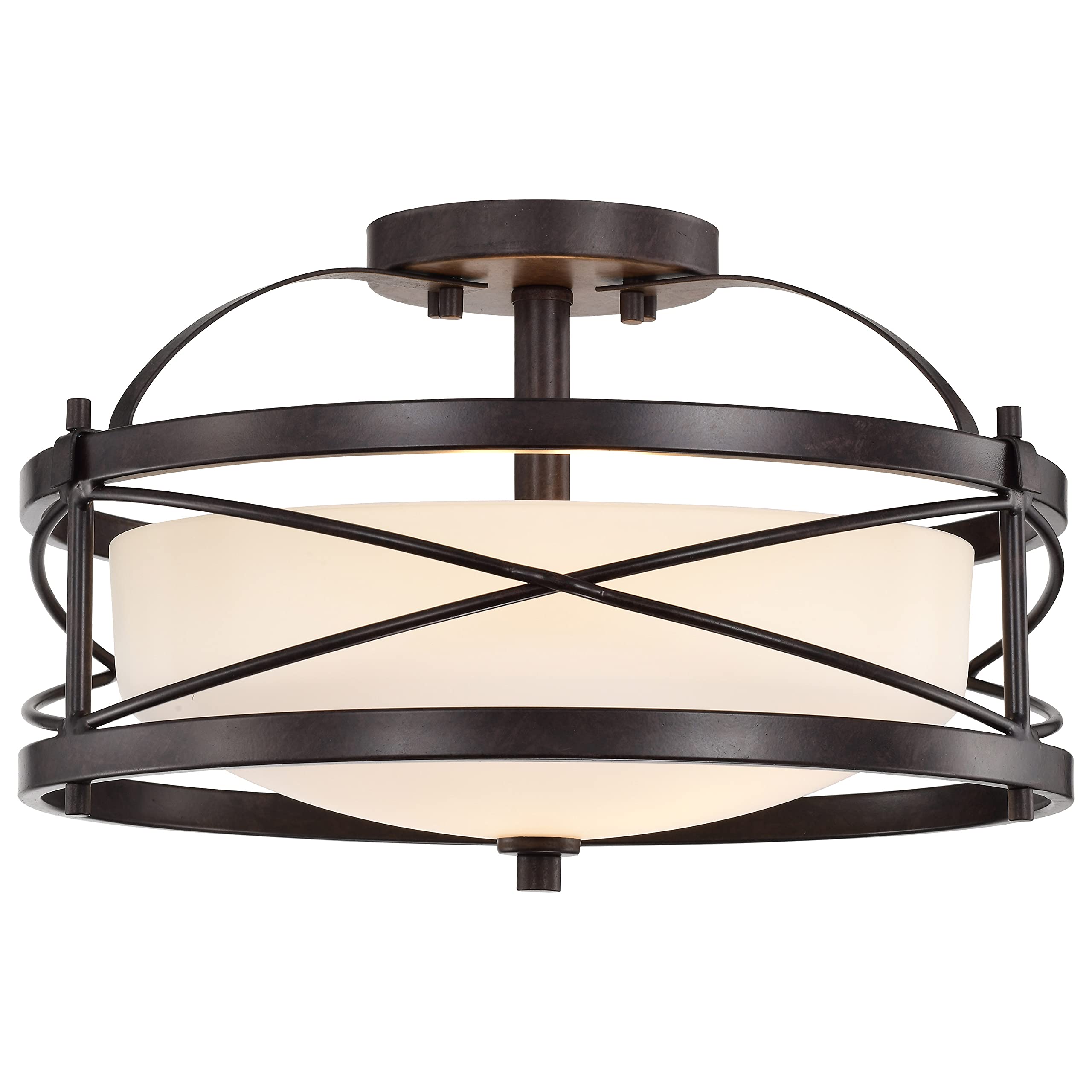 Nuvo Lighting Two Light Semi Flush Mount, 14"W x 8.25"H, Bronze/Dark