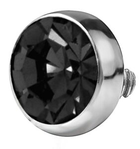 forbidden body jewelry 14g 316l internally threaded ultra thin flat disc black 4.4 mm gem top for dermal piercing