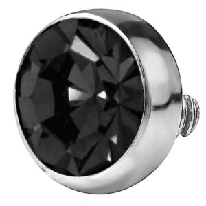 Forbidden Body Jewelry 14g 316L Internally Threaded Ultra Thin Flat Disc Black 4.4 mm Gem Top for Dermal Piercing