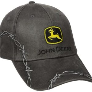 John Deere Embroidered Logo Waxed Cotton Baseball Hat - One-Size - Men's - Charcoal