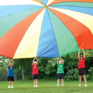 Palos Sports - Heavy Duty Standard Parachute 12' with 12 Handles, Kids Parachute for Cooperative Play - Comes with Carrying Bag | Multi-Colored