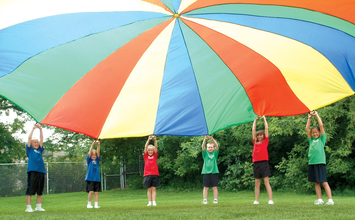 Palos Sports - Heavy Duty Standard Parachute 12' with 12 Handles, Kids Parachute for Cooperative Play - Comes with Carrying Bag | Multi-Colored