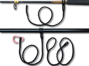 campingandkayaking made in the usa. kayak paddle/rod/gear leash now with cinch lock, 3 black leashes and 1 carabiner. built to last.