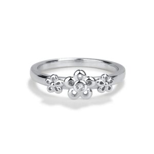 sterling silver baby ring with daisies and april simulated birthstone (size 2)