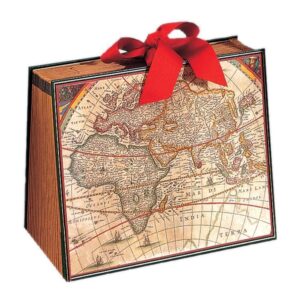 caspari entertaining 1-count accordion file with labels, world map design