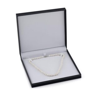 The Pearl Source 14K Gold 5.0-5.5mm AAAA Quality Round White Freshwater Cultured Pearl Necklace for Women 18" Princess Length