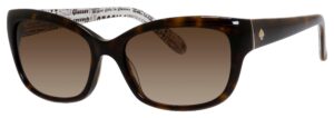 kate spade new york women's johanna rectangular sunglasses, tortoise, 53 mm