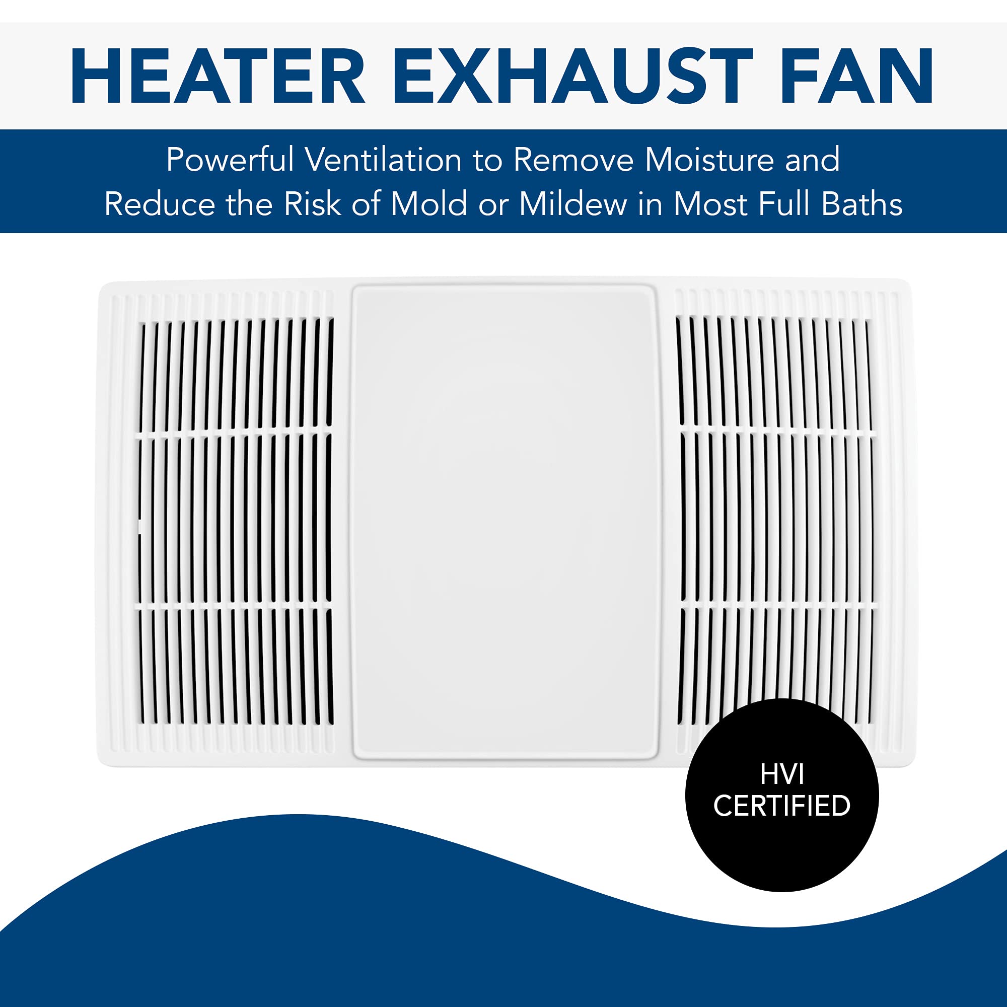 Broan-NuTone Non-Lit PowerHeat Bathroom Exhaust Fan and Heater, 80 CFM, 1.5 Sones, White