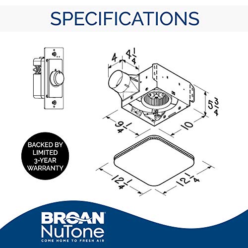 Broan-NuTone AER110KA Ventilation Fan with Infinitely Adjustable Speed Control Switch and Roomside Installation, 110 CFM