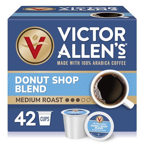 Victor Allen's Coffee Donut Shop Blend, Medium Roast, 42 Count, Single Serve Coffee Pods for Keurig K-Cup Brewers