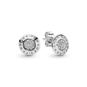 Pandora Jewelry Sparkling Pandora Logo Stud Cubic Zirconia Earrings in Sterling Silver, No Box