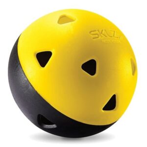 sklz impact limited-flight practice baseball, softball, and mini balls (softballs, 8 pack), black/yellow