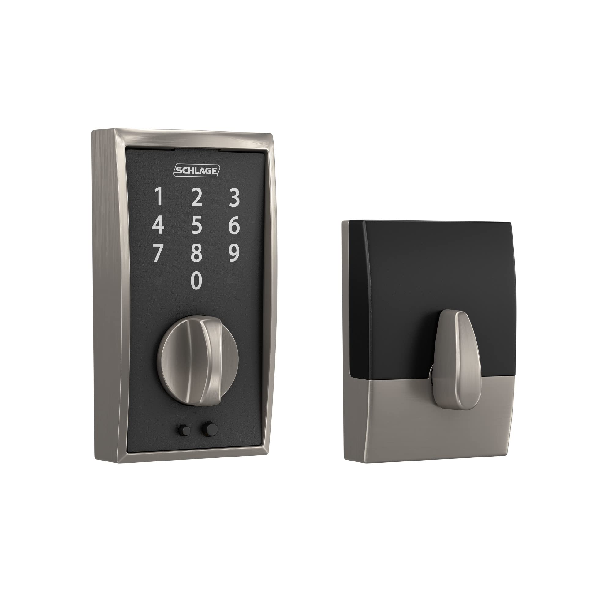 Schlage BE375 CEN 619 Touch Century Deadbolt, Electronic Keyless Entry Lock, Satin Nickel