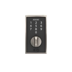 Schlage BE375 CEN 619 Touch Century Deadbolt, Electronic Keyless Entry Lock, Satin Nickel