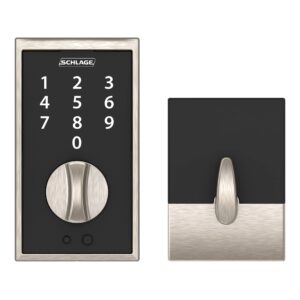 Schlage BE375 CEN 619 Touch Century Deadbolt, Electronic Keyless Entry Lock, Satin Nickel