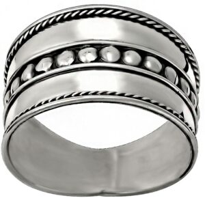 kinzie fashion .925 sterling silver wide balinese braided design cigar band ring, size 9