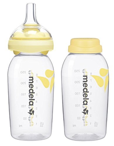 Medela Calma Breastmilk Bottle Base & Nipple Set - Yellow - 8 oz - 2 pk