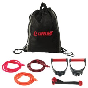 Lifeline Fitness Variable Resistance Trainer Kit - Adjustable Resistance Bands for Working Out - Home Gym Exercise Bands with Door Anchor, Carry Bag, 3 x 5 Foot and Triple Grip Handles for Upper and Lower Body Training - Low Impact and Durable