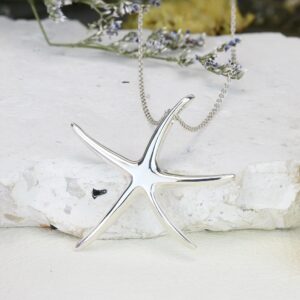 AeraVida Playful Starfish Dance .925 Sterling Silver Pendant Necklace