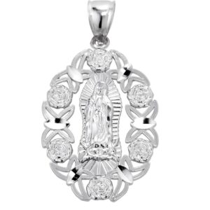 925 Sterling Silver Miraculous Medal Charm Blessed Our Lady of Guadalupe Pendant