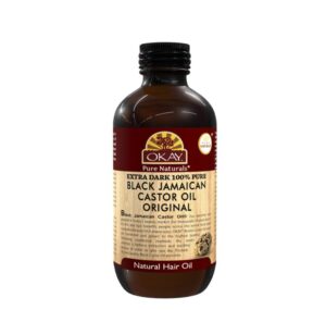 okay | extra dark 100% natural black jamaican castor oil | for all hair textures & skin types | grow strong, healthy, smooth and thick hair | with vitamin e - omega 6 & 9 | 4 oz