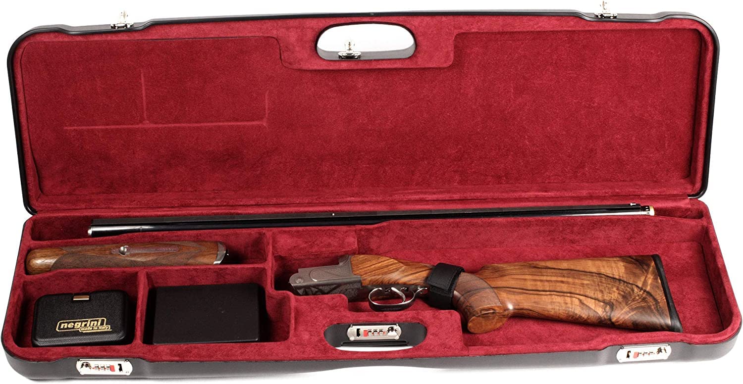 Negrini Cases 1657LR/5163 Luxury Shotgun Case for High Rib/1 Gun/1 Barrel up to 36-Inch/ABS/Barrel Vertical with Forend Off, Blue/Blue