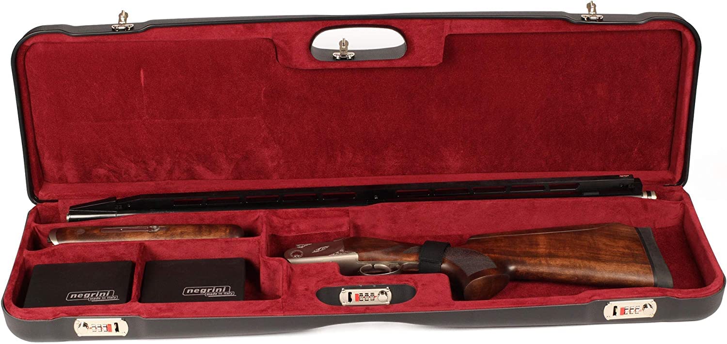 Negrini Cases 1657LR/5163 Luxury Shotgun Case for High Rib/1 Gun/1 Barrel up to 36-Inch/ABS/Barrel Vertical with Forend Off, Blue/Blue