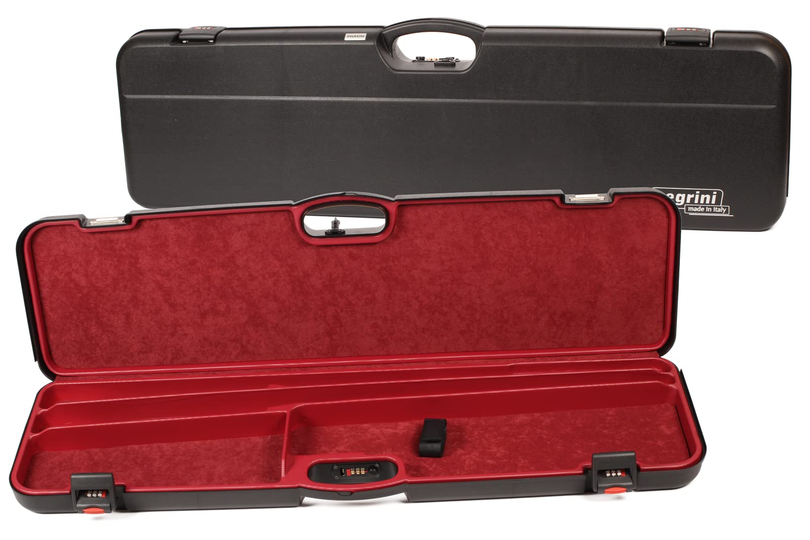 Negrini Cases 1603/IS-2C/4782 Shotgun Case for O/U PP/1 Gun/2 Barrels up to 36-Inch, Black/Red