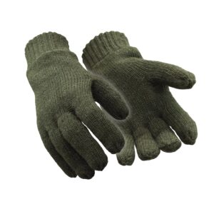 refrigiwear fleece lined thinsulate insulated ragg wool gloves (green, large)