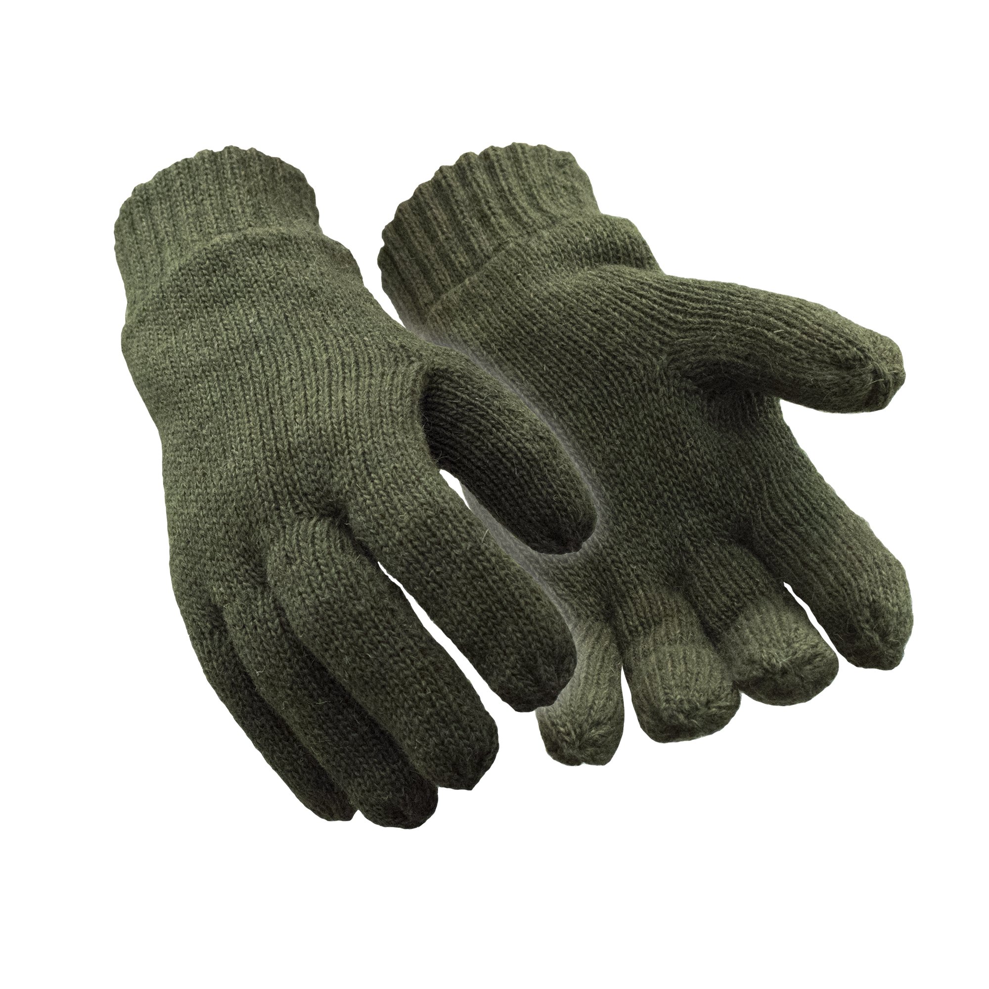 RefrigiWear Fleece Lined Thinsulate Insulated Ragg Wool Gloves (Green, Large)