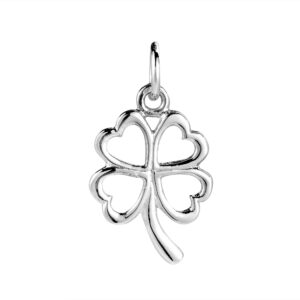 aeravida lucky clover heart leaf .925 sterling silver pendant charm | adorable summer silver pendant for women | pendant anniversary jewelry gift | charm pendant for daughter