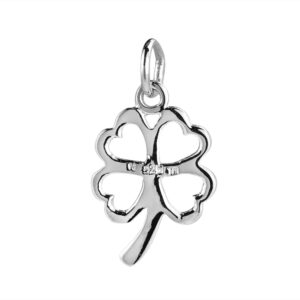 AeraVida Lucky Clover Heart Leaf .925 Sterling Silver Pendant Charm | Adorable Summer Silver Pendant for Women | Pendant Anniversary Jewelry Gift | Charm Pendant for Daughter