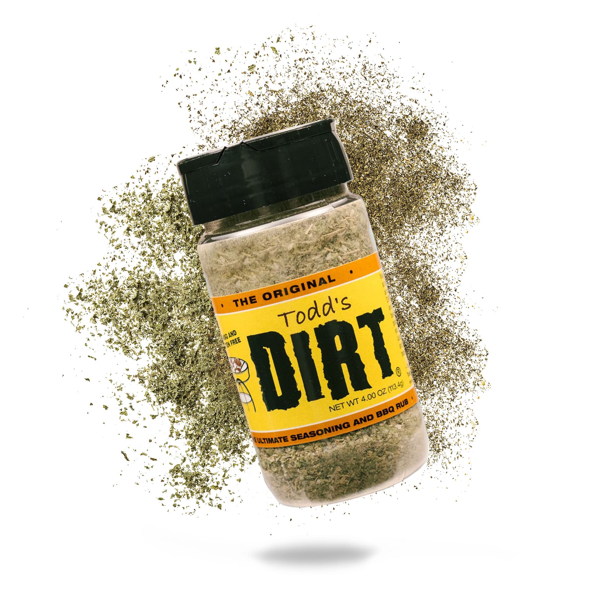 Todd’s DIRT - Original DIRT Medium 4.0 oz Bottle, All Purpose Seasoning & BBQ Rub, Gourmet Mild Savory Seasoning/Rub that’s GREAT ON EVERYTHING, 100% All Natural With No MSG & Gluten-Free