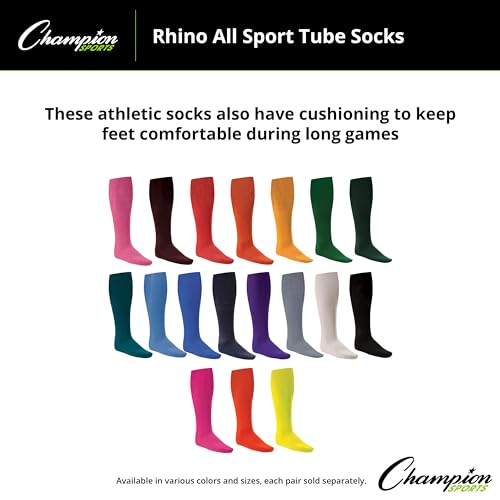 Champion Sports Rhino® All Sport Socks - Machine Washable Sport Sock - for Baseball, Football, Soccer - Cushioned Tube Sock - Stay-in-Place Fit - Size XL/13-15 - Kelly Green