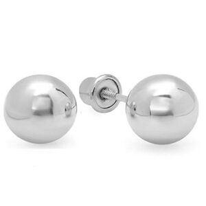 Dazzlingrock Collection 14K Ball 8mm Stud Earrings with Screw Backings, White Gold