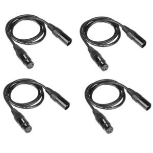 4PCS 1m Long DMX 512 XLR Cable DMX 3.2t 3 Pin True DMX Cable Male to Female for DMX Microphone Stage Lights