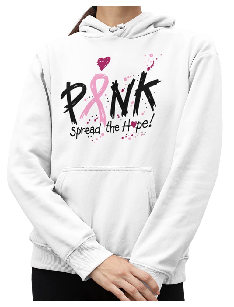 Tstars Pink October Cancer Awareness Pink Spread The Hope Unisex Hoodie XX-Large White