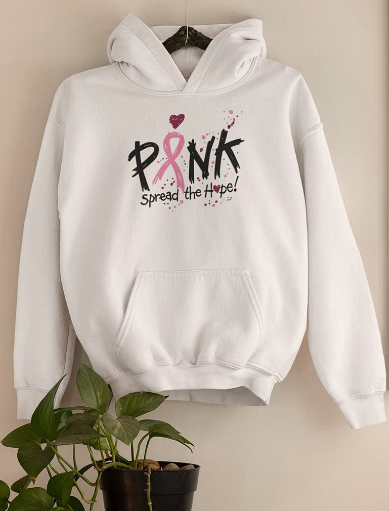 Tstars Pink October Cancer Awareness Pink Spread The Hope Unisex Hoodie XX-Large White