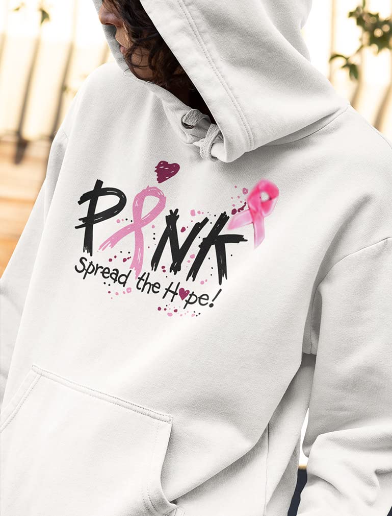 Tstars Pink October Cancer Awareness Pink Spread The Hope Unisex Hoodie XX-Large White