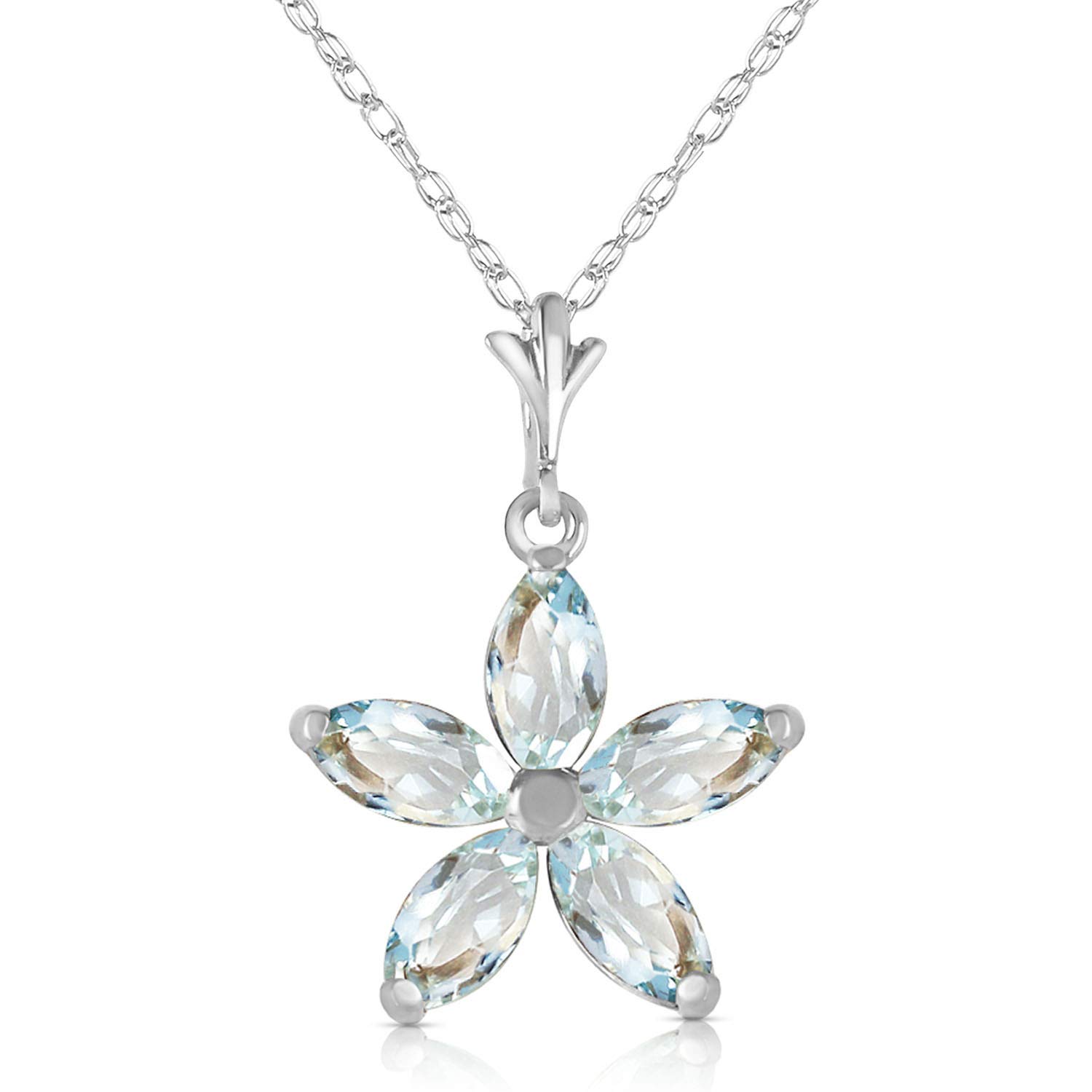 Galaxy Gold GG 14k 20" White Gold Necklace with Aquamarine Flower Pendant