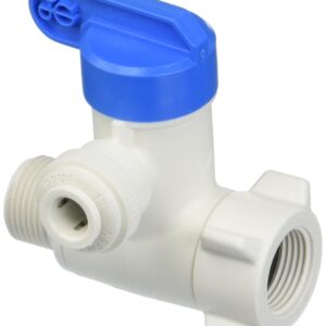 John Guest 3/8 x 3/8 x 1/4 Inch Angle Stop Adapter Valve, Push to Connect Plastic Plumbing Fitting, PASVPP1