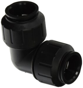 john guest speedfit 1 inch cts union 90 degree elbow, push to connect plastic plumbing fitting, black, pei0336e